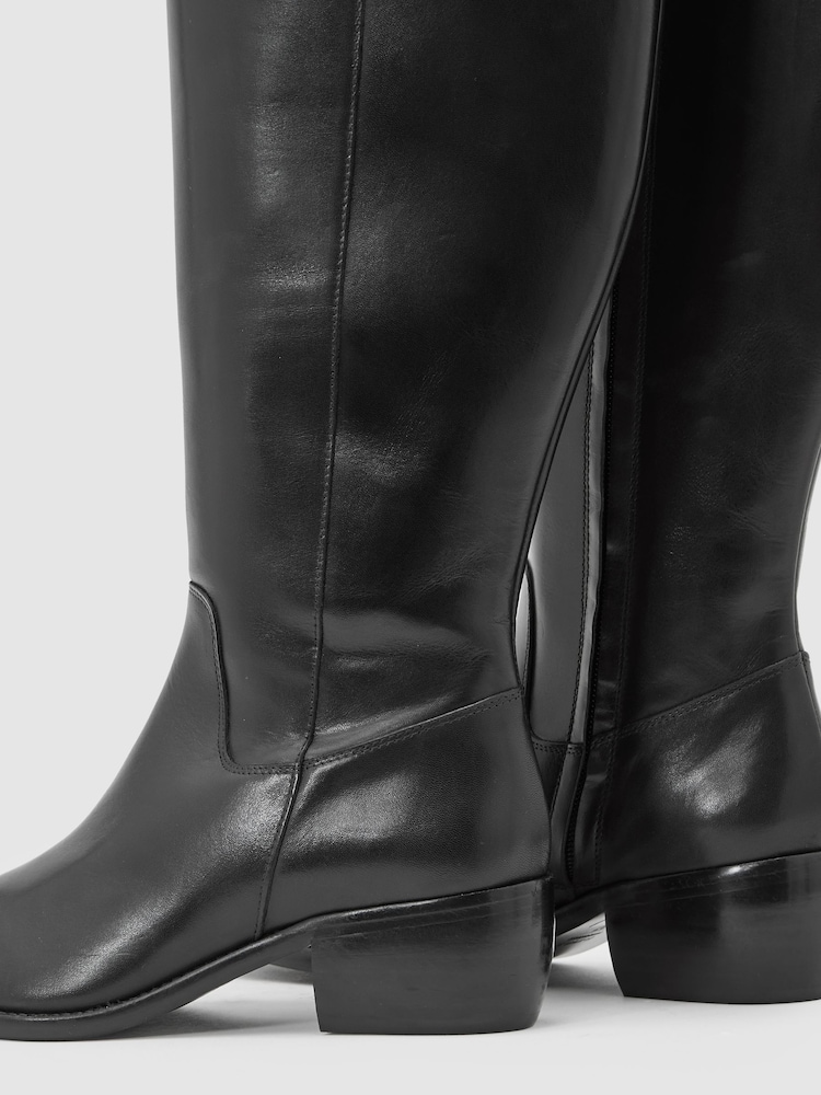 Reiss Black Micheala Leather Knee-High Boots - Image 4 of 4 Reiss Black Micheala Leather Knee-High Boots - Image 4 of 4