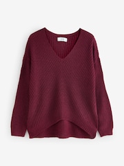 JDY Purple Knitted V-Neck Jumper - Image 1 of 1