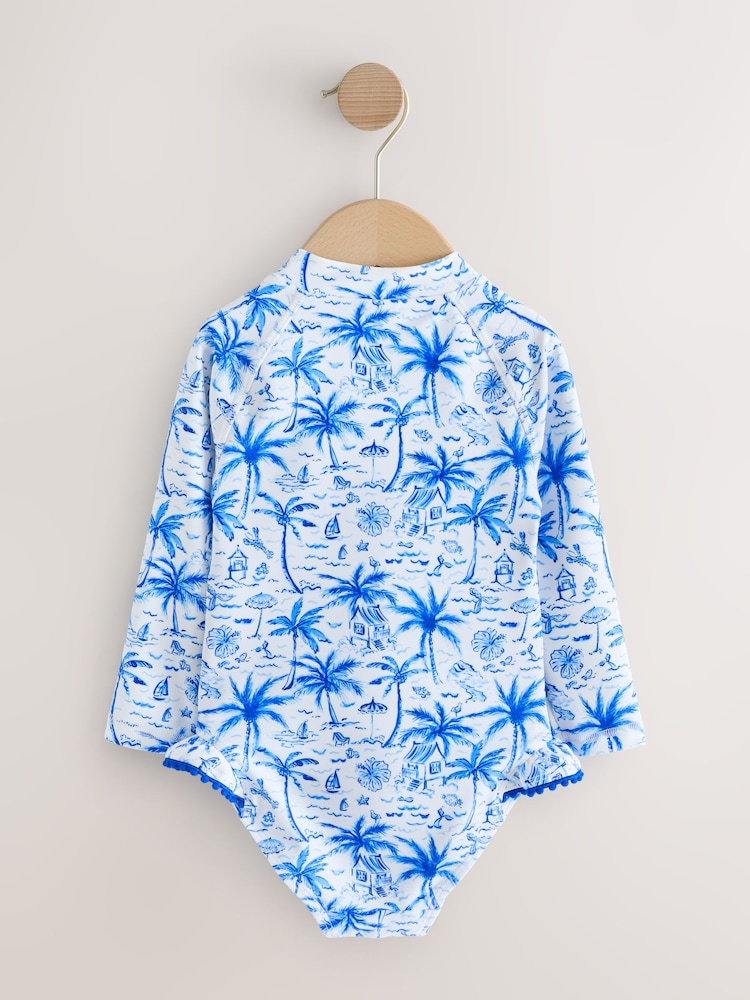 Blue Palm Sunsafe Long Sleeve Swimsuit (3mths-7yrs) - Image 2 of 4