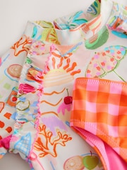 Orange Picnic Scene Short Sleeved Frill Sunsafe Set (3mths-10yrs) - Image 8 of 9