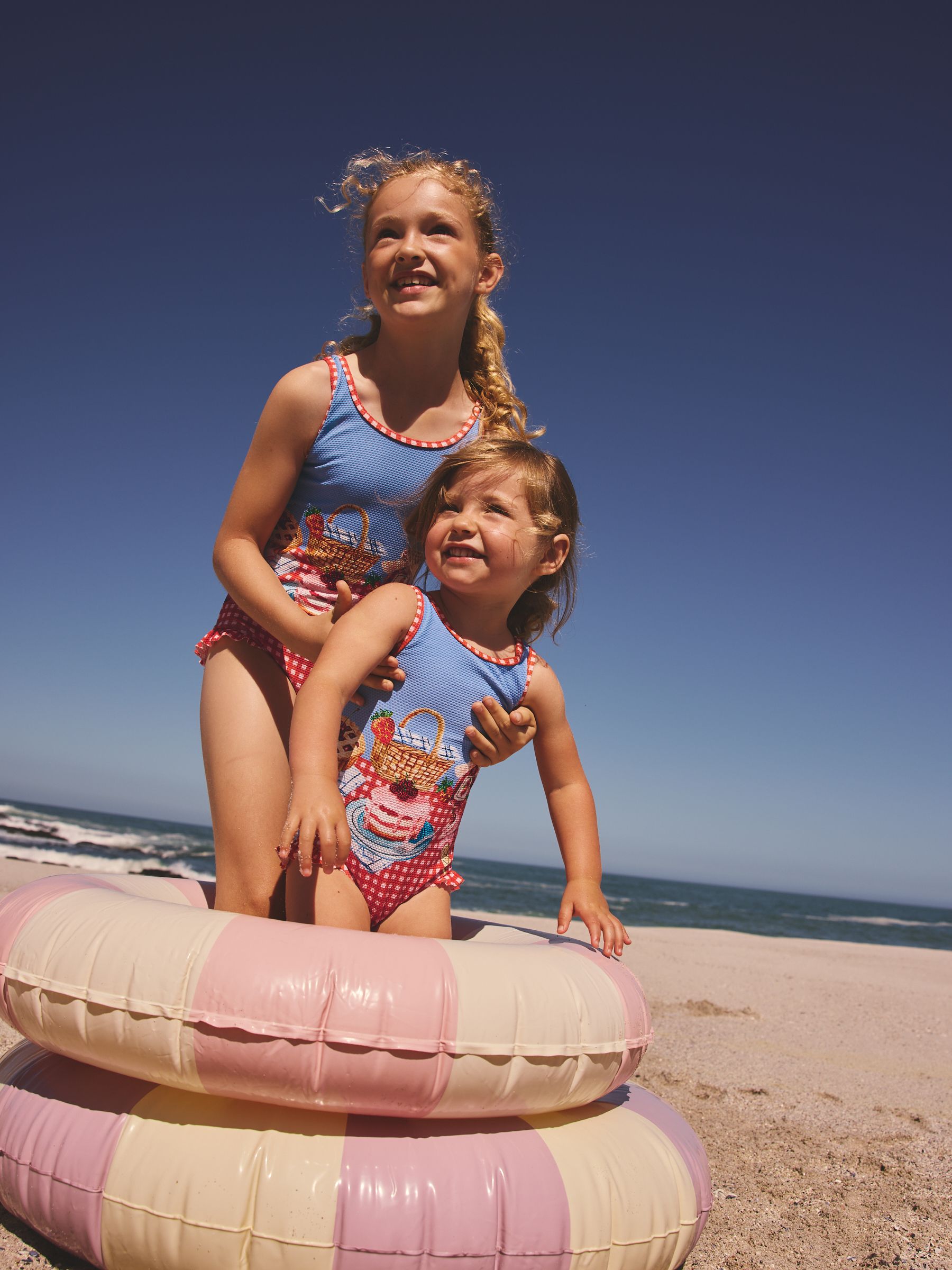 Buy Red/Blue Gingham Picnic Frill Leg Swimsuit (3mths-10yrs) from