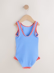 Red/Blue Gingham Picnic Frill Leg Swimsuit (3mths-10yrs) - Image 6 of 8