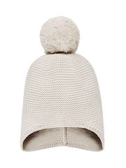 Naravni - Emile Et Rose Kenton Knitted Hat With Ear Flaps & Pom-Pom - Slika 2 iz 3
