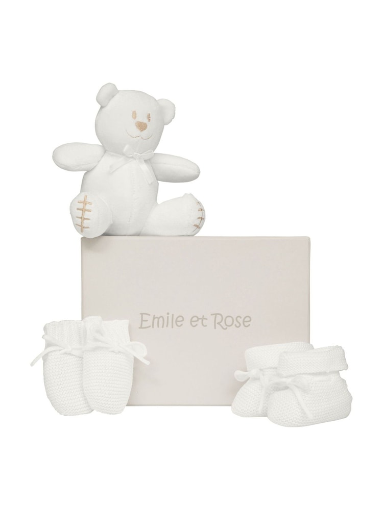 Emile Et Rose Kelsey Knitted Mitt Boottee & Toy Gift Set - Image 1 of 2 Emile Et Rose Kelsey Knitted Mitt Boottee & Toy Gift Set - Image 1 of 2