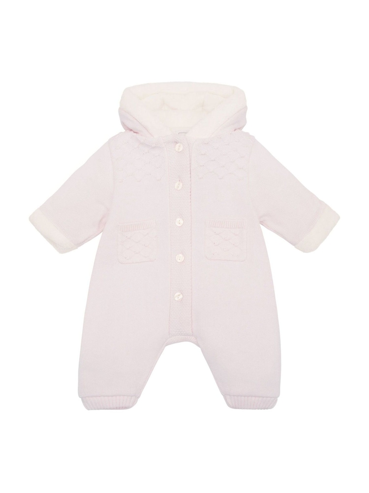 Emile Et Rose Kane Knitted Pramsuit With Pockets Fur Trim and Pom-Pom - Image 2 of 5 Emile Et Rose Kane Knitted Pramsuit With Pockets Fur Trim and Pom-Pom - Image 2 of 5