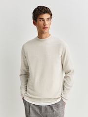 John Smedley Grey Singular Long Sleeve Textured Wool Crew Neck Jumper - Image 1 of 6