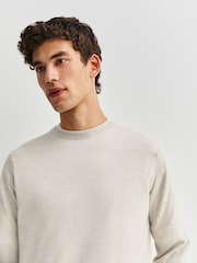 John Smedley Grey Singular Long Sleeve Textured Wool Crew Neck Jumper - Image 2 of 6