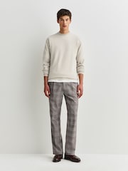 John Smedley Grey Singular Long Sleeve Textured Wool Crew Neck Jumper - Image 4 of 6