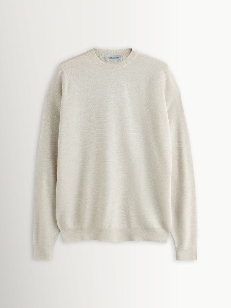 John Smedley Grey Singular Long Sleeve Textured Wool Crew Neck Jumper - Image 6 of 6 John Smedley Grey Singular Long Sleeve Textured Wool Crew Neck Jumper - Image 6 of 6