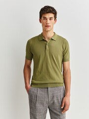 John Smedley Green Belden Short Sleeve Cotton Knit T-Shirt - Image 1 of 8