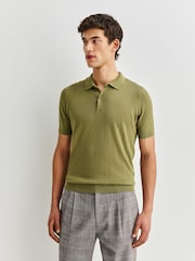 John Smedley Green Belden Short Sleeve Cotton Knit T-Shirt - Image 2 of 8