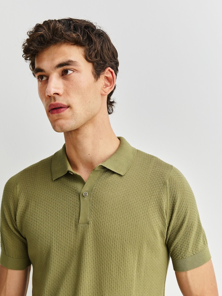 John Smedley Green Belden Short Sleeve Cotton Knit T-Shirt - Image 8 of 8