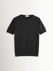 John Smedley Brown Adrian Short Sleeve Cotton Knit T-Shirt - Image 1 of 1