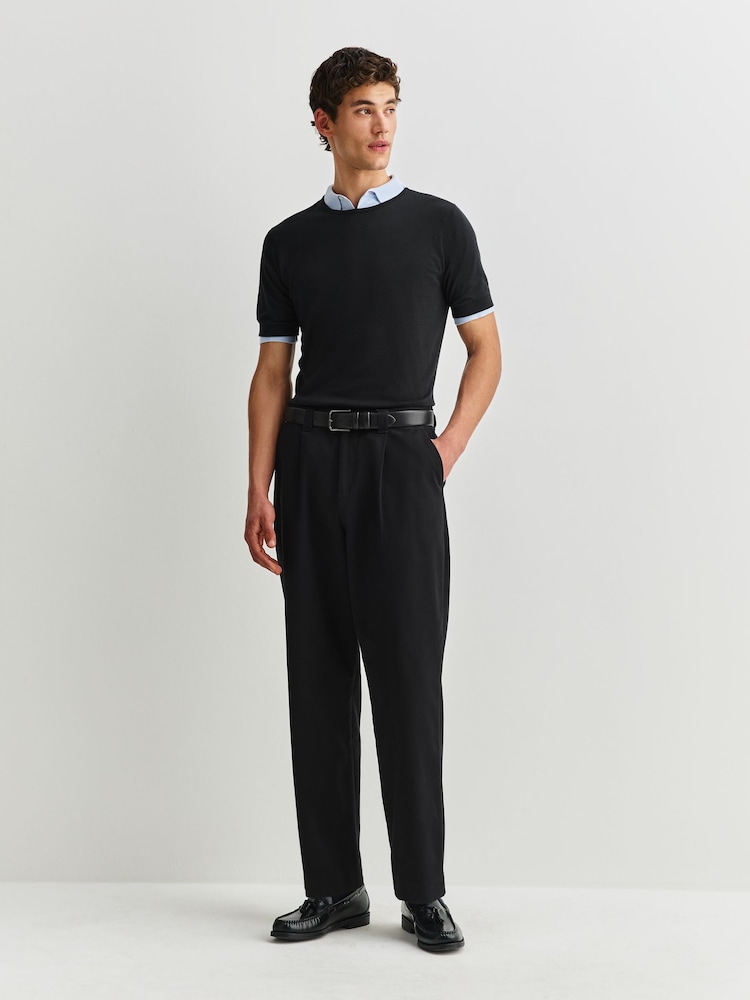 Marrón - John Smedley Adrian Short Sleeve Cotton Knit T-Shirt - Imagen 2 de 4