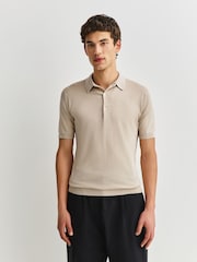 John Smedley Cream Belden Short Sleeve Cotton Knit T-Shirt - Image 1 of 5