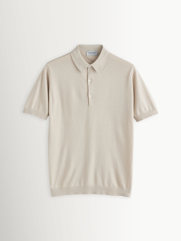 John Smedley Cream Belden Short Sleeve Cotton Knit T-Shirt - Image 5 of 5