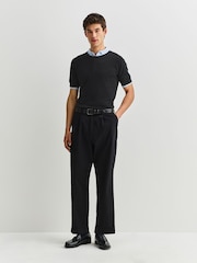 John Smedley Black Adrian Short Sleeve Cotton Knit T-Shirt - Image 2 of 6