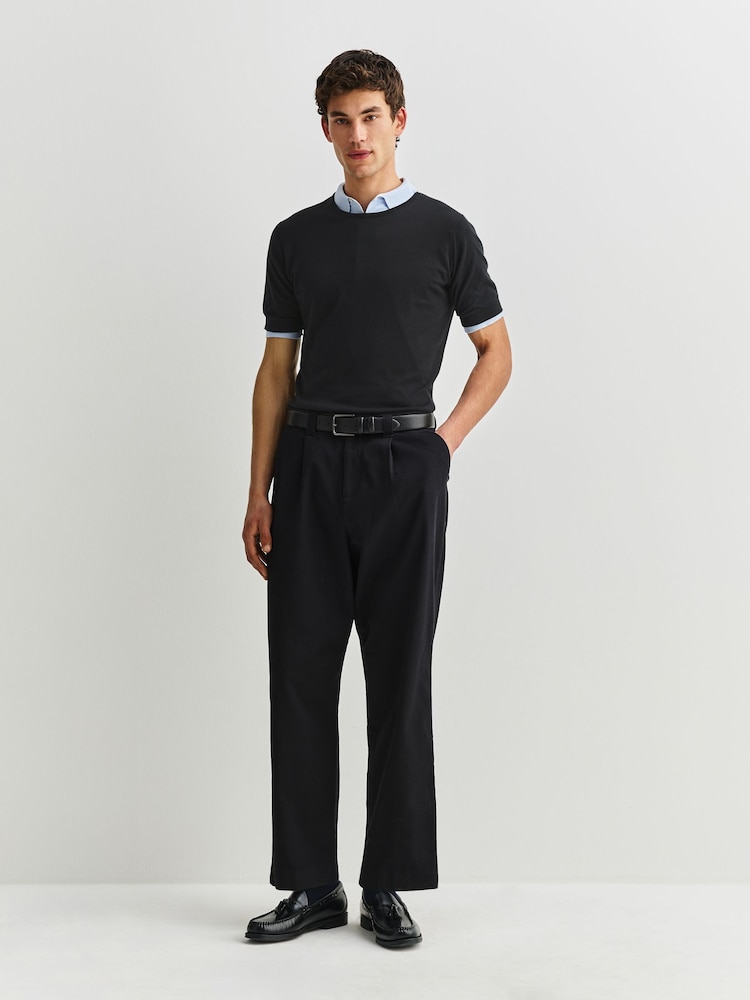 John Smedley Black Adrian Short Sleeve Cotton Knit T-Shirt - Image 2 of 6