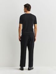 John Smedley Black Adrian Short Sleeve Cotton Knit T-Shirt - Image 4 of 6