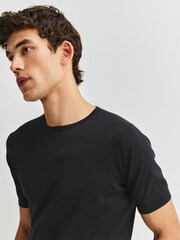 John Smedley Black Adrian Short Sleeve Cotton Knit T-Shirt - Image 5 of 6