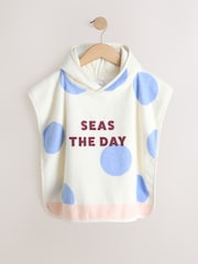 Neutral Polka Dot Slogan Towelling Poncho (9mths-10yrs) - Image 1 of 4