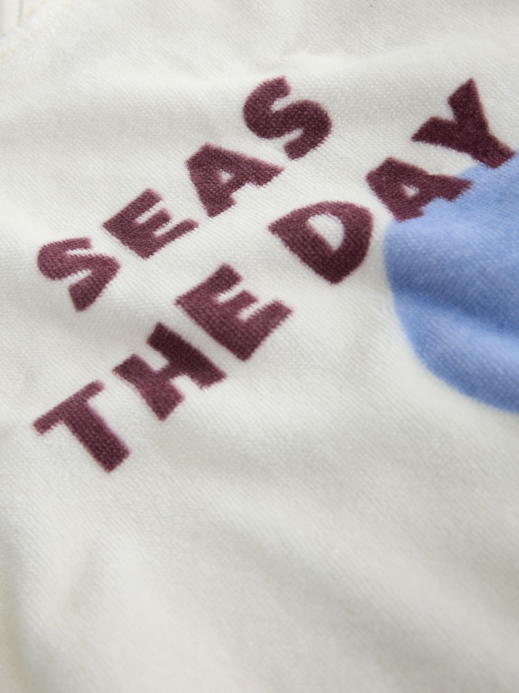 Neutral Polka Dot Slogan Towelling Poncho (9mths-10yrs) - Image 7 of 7