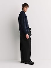 John Smedley Blue Winster Long Sleeve Pointelle Wool Overshirt - Image 3 of 6