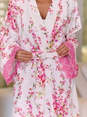 B by Ted Baker White Floral Cotton Viscose Robe - Image 2 of 4
