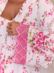 B by Ted Baker White Floral Cotton Viscose Robe - Image 4 of 4