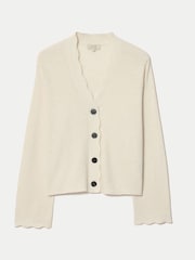 Jigsaw Cream Cotton Scallop Cardigan - Image 6 of 6
