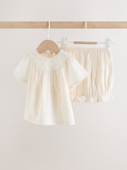 White Woven Baby Top and Shorts 2 Piece Set (0mths-2yrs) - Image 1 of 12