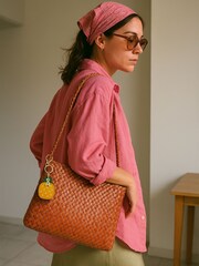 Jonnys Sister Personalised Faux Leather Pineapple Bag Accessory with a Letter Charm - Image 3 of 4