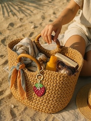 Jonnys Sister Personalised Faux Leather Strawberry Bag Accessory with a Letter Charm - Image 4 of 4