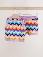 Multi Stripe Knitted Top and Shorts Baby Set 2 Piece (0mths-2yrs) - Image 1 of 14