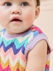 Multi Stripe Knitted Top and Shorts Baby Set 2 Piece (0mths-2yrs) - Image 4 of 14