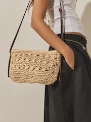 Dabīgs - Rafijas efekta plecu soma - Attēls 3 no 8