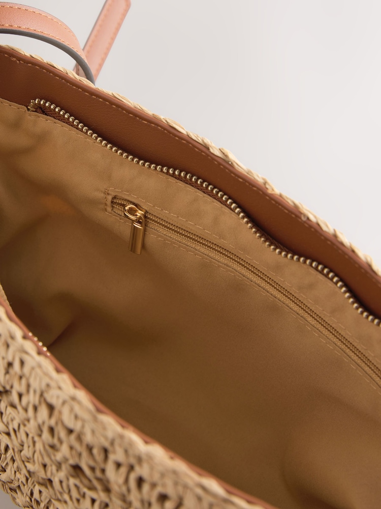 Dabīgs - Rafijas efekta plecu soma - Attēls 8 no 8 Dabīgs - Rafijas efekta plecu soma - Attēls 8 no 8