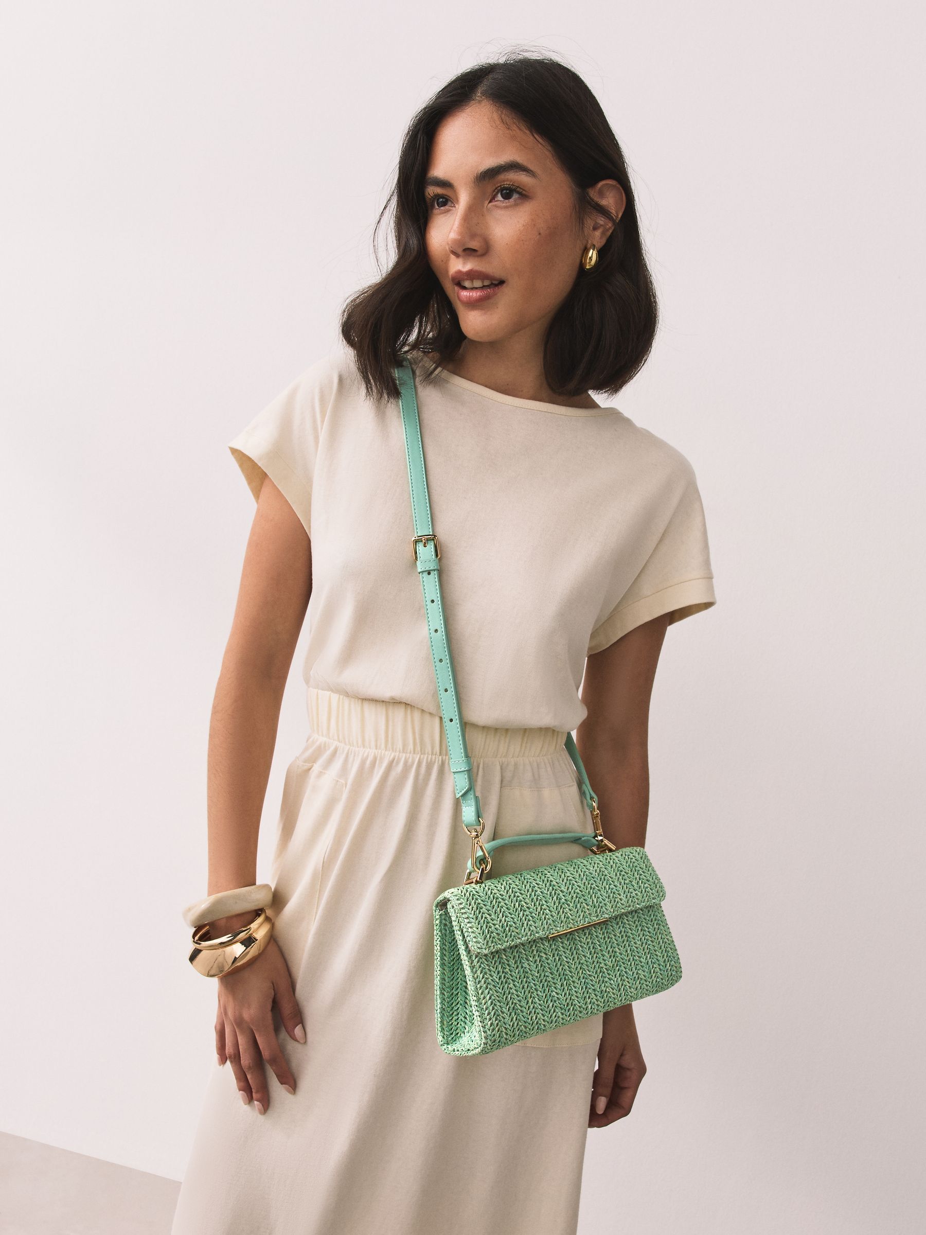 Buy Green Raffia-Effect Top Handle Bag from Next USA