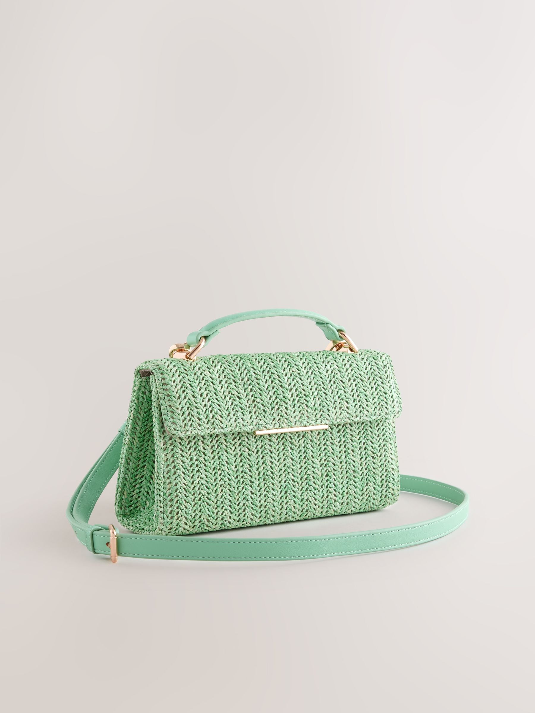 Buy Green Raffia-Effect Top Handle Bag from Next USA