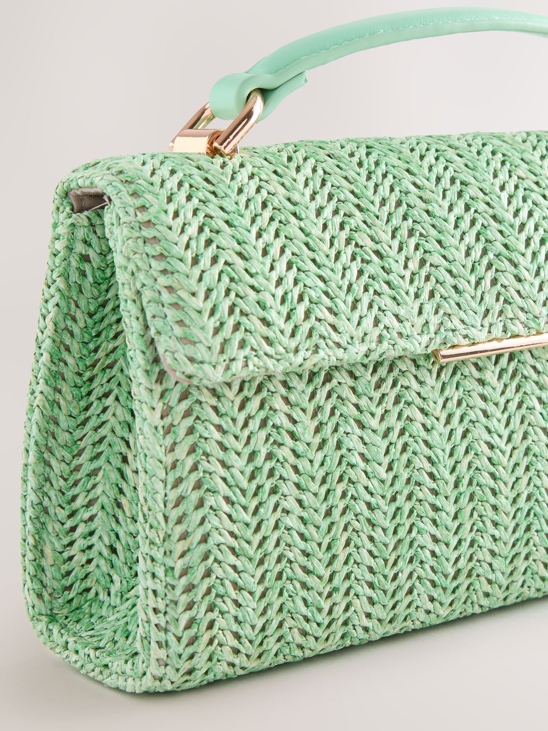 Buy Green Raffia-Effect Top Handle Bag from Next USA