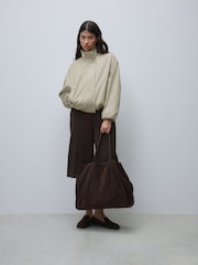 Chocolate Brown Suede Large Shoulder Bag - Image 2 of 4