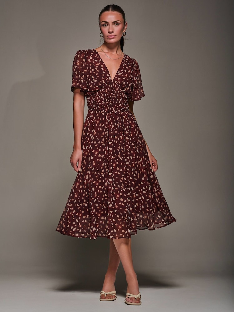 Vermelho - Jolie Moi Chiffon Tie Back Detail Midi Dress - Imagem 1 de 6
