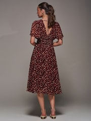 Vermelho - Jolie Moi Chiffon Tie Back Detail Midi Dress - Imagem 2 de 6