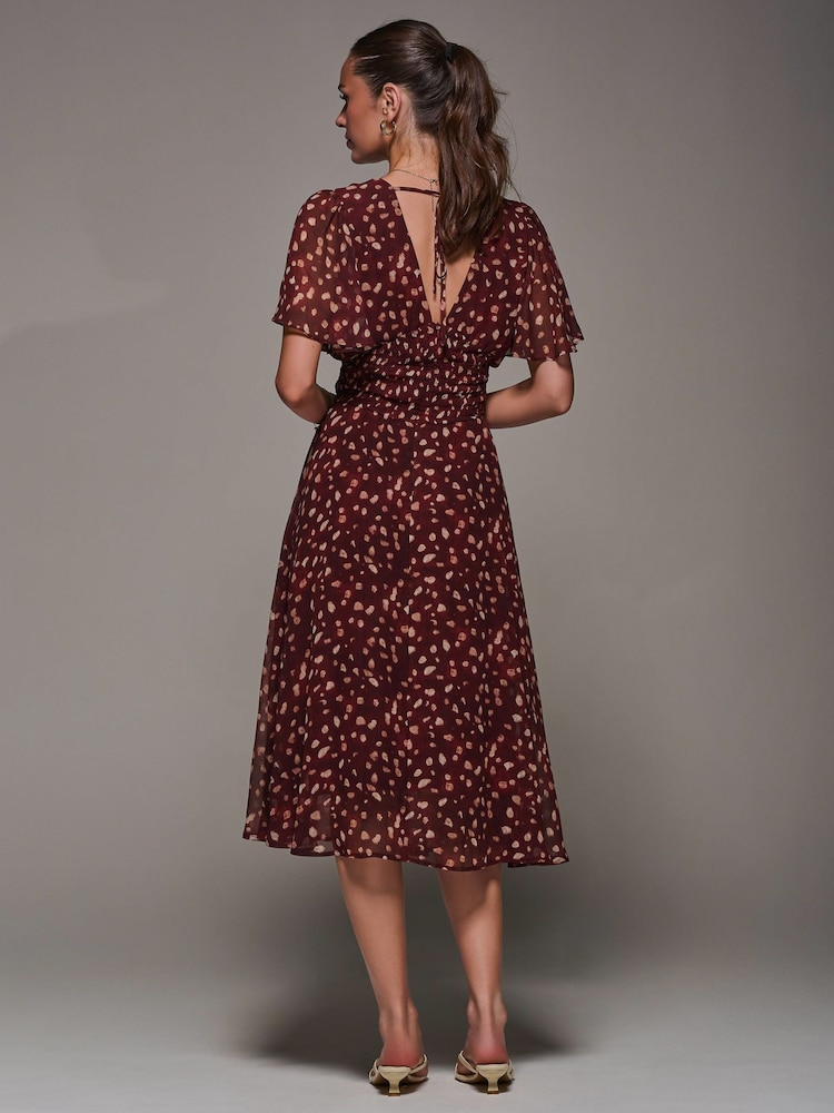 Vermelho - Jolie Moi Chiffon Tie Back Detail Midi Dress - Imagem 2 de 6