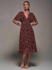 Vermelho - Jolie Moi Chiffon Tie Back Detail Midi Dress - Imagem 4 de 6