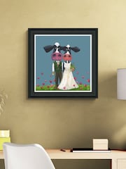 Artko Black Cows Wedding By Geoff Beckett Framed Art - Image 1 of 3