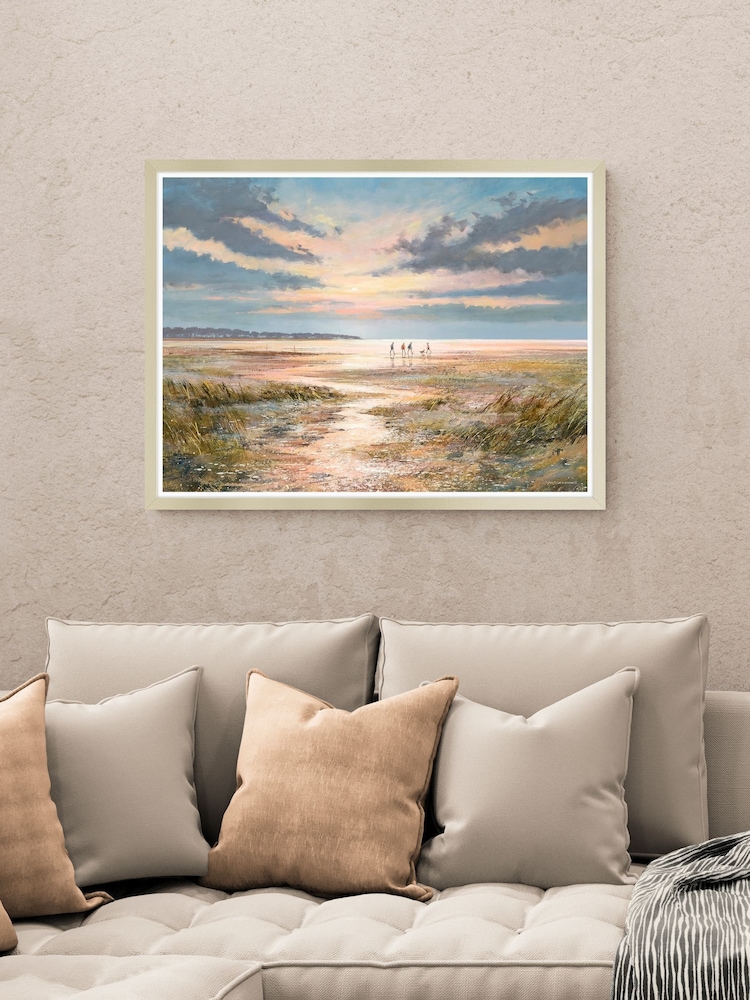 Artko Champagne Sea Breeze Stroll By Michael Sanders Framed Art - Image 1 of 3