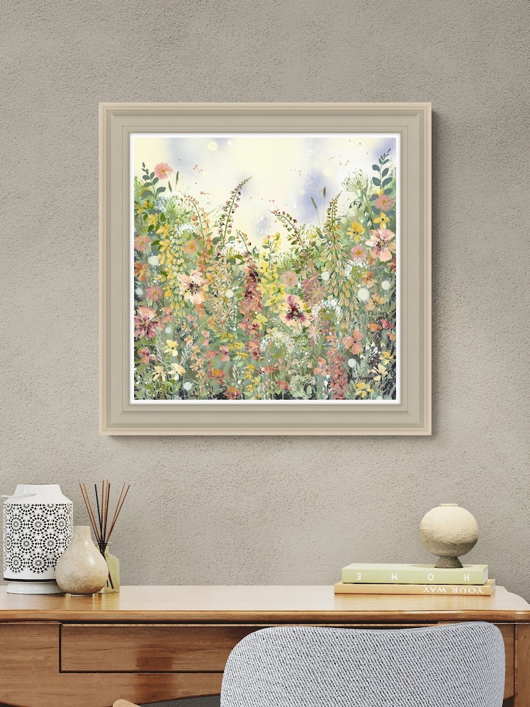 Artko Taupe Floral Print Fantasia By Jane Morgan Framed Art - Image 1 of 3 Artko Taupe Floral Print Fantasia By Jane Morgan Framed Art - Image 1 of 3