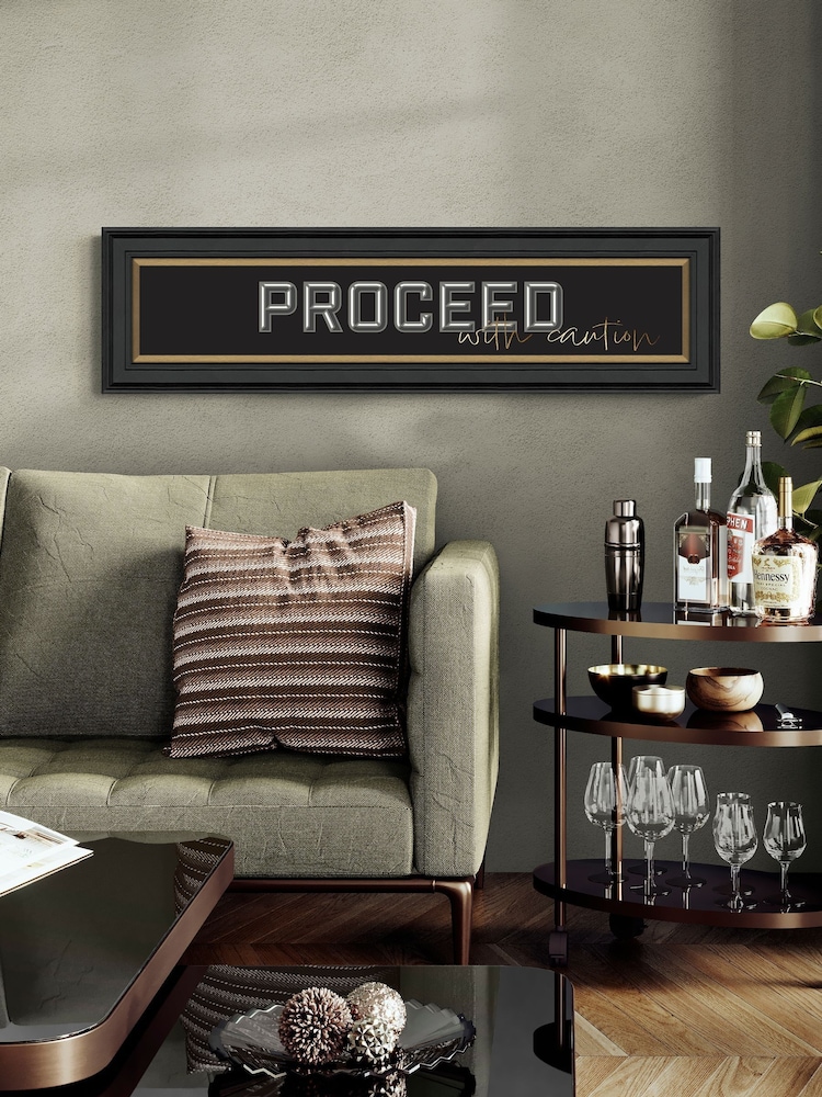 Artko Black Proceed with Caution Framed Art - Image 1 of 3