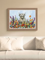 Artko Birch Longhorn in Flowers By Yvette St.Amant Framed Art - Image 1 of 3